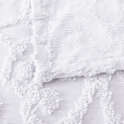 White Ella Cotton Chenille Bedspread Set