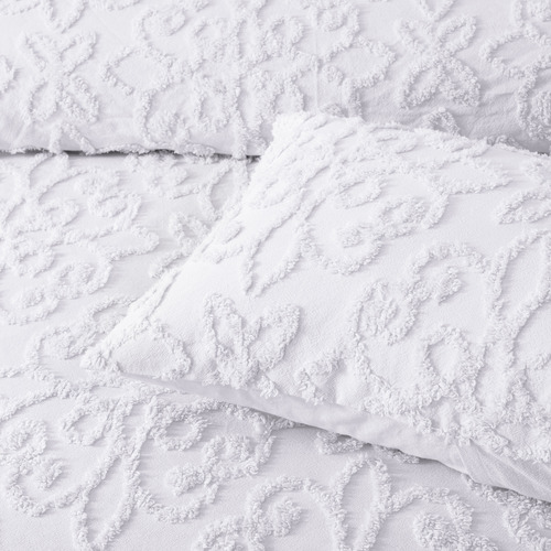 White Ella Cotton Chenille Bedspread Set