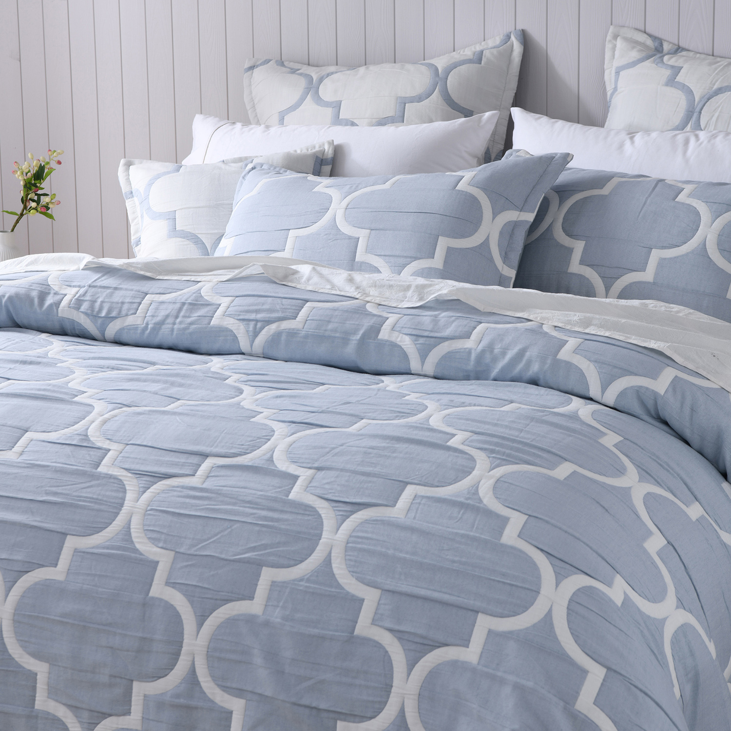 Blue Mirabelle Cotton Bedspread Set