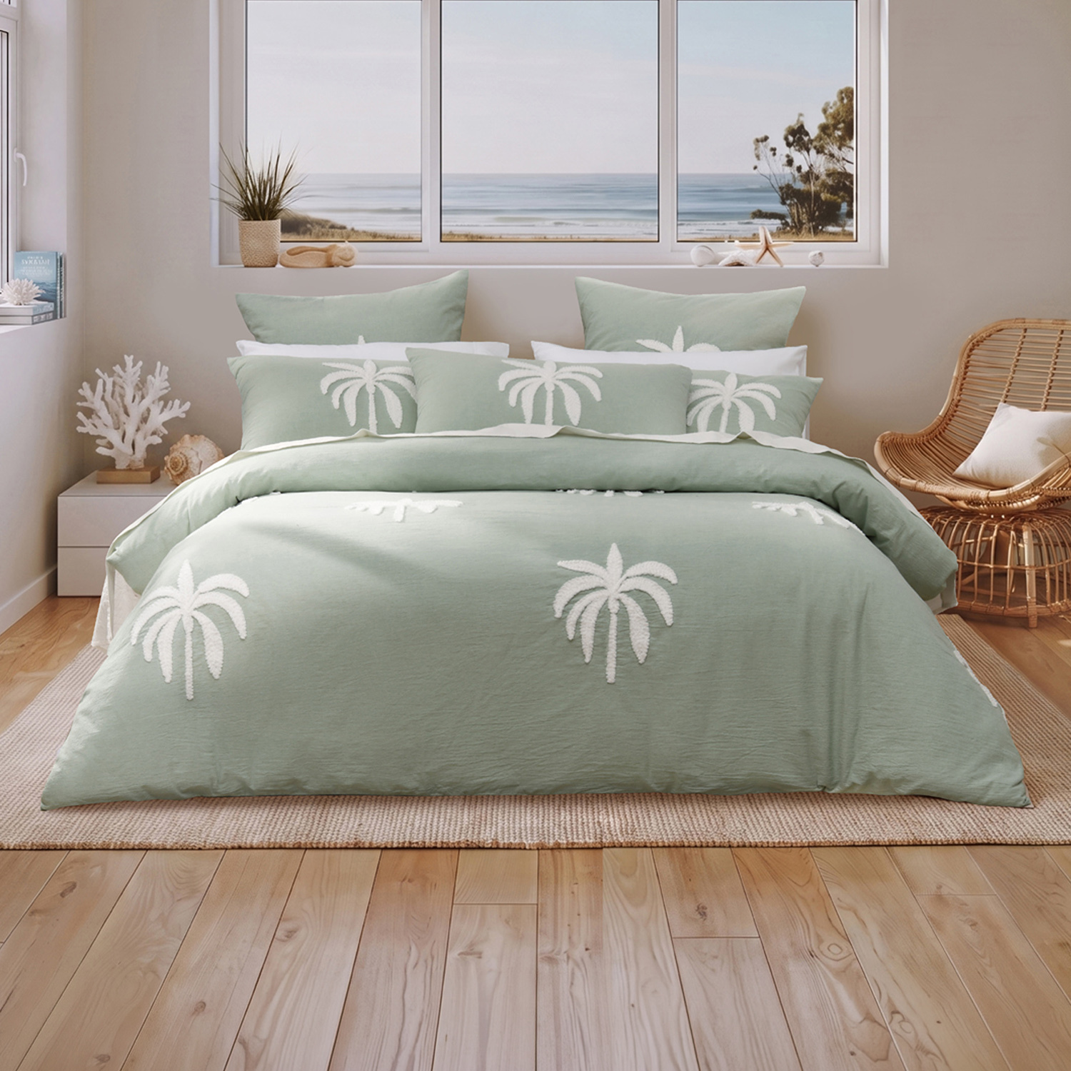 Sage Palm Cove Cotton  Quilt Cover Set