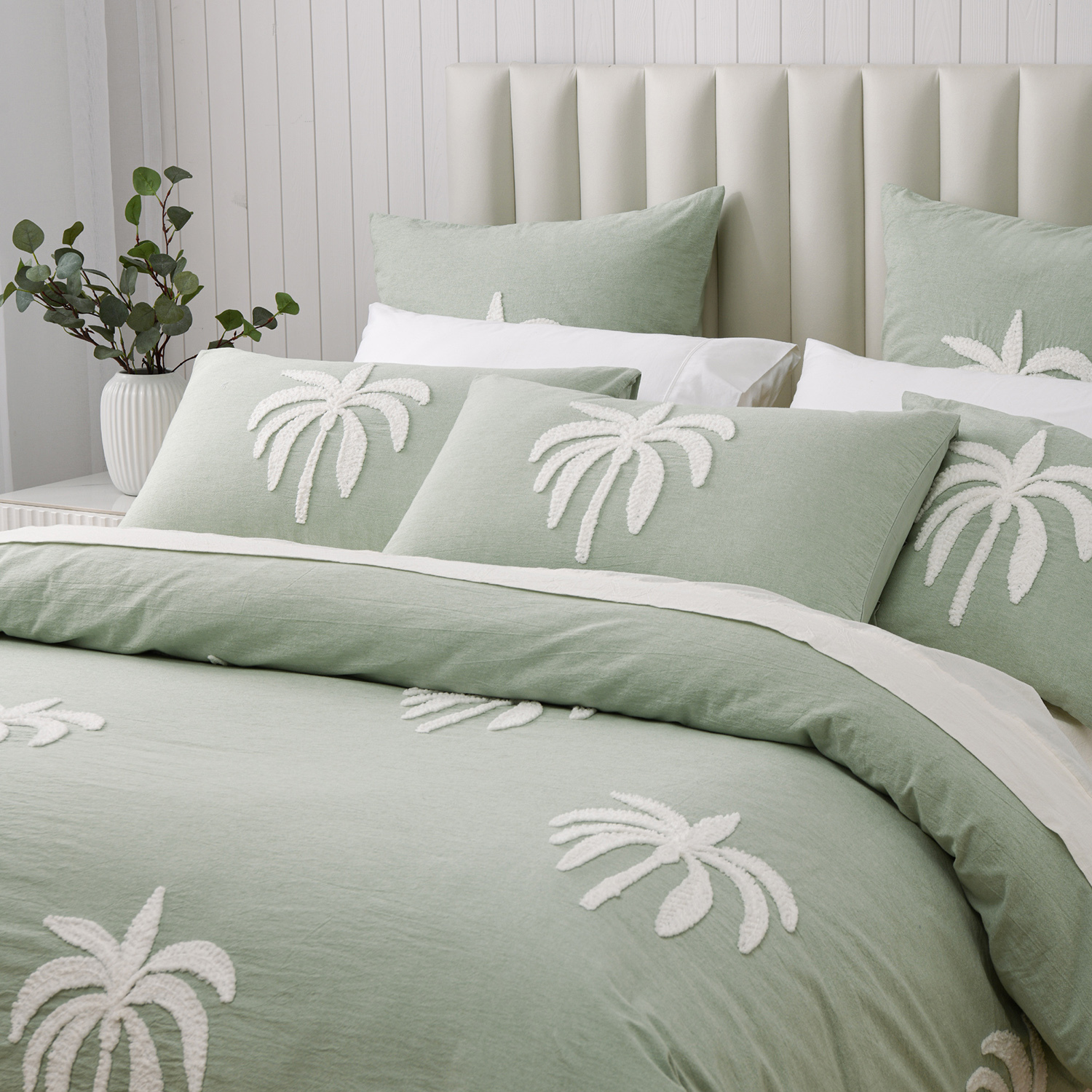Sage Palm Cove Cotton  Quilt Cover Set