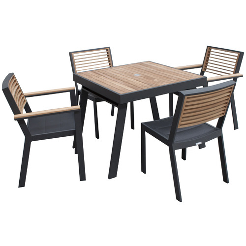 4 Seater St Lucia Metal & Wood Outdoor Dining Set