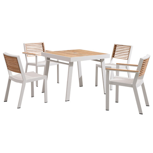 4 Seater St Lucia Metal & Wood Outdoor Dining Set