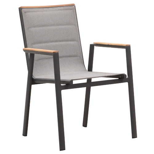 Charcoal Geneva Metal & Wood Outdoor Dining Chair