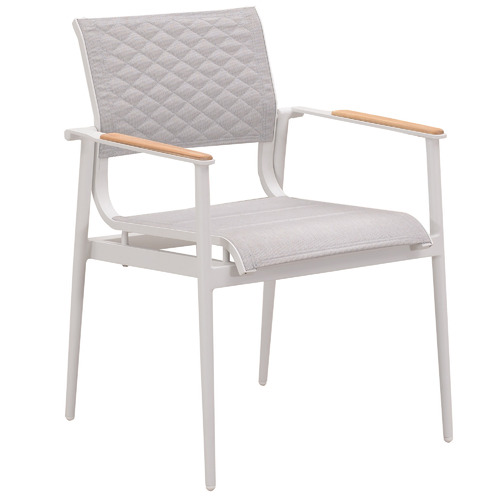 White California Metal & Wood Outdoor Dining Chair