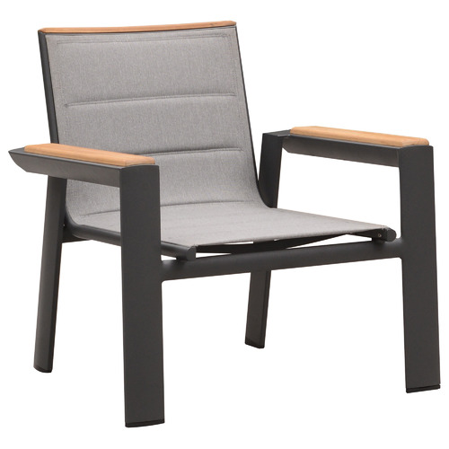 Charcoal Geneva Metal & Wood Outdoor Armchair