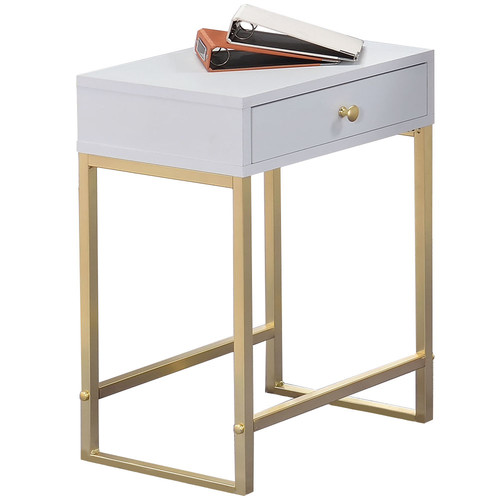 White & Gold Grace Bedside Table | Temple & Webster