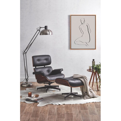 Milan Direct Eames Premium Leather Replica Lounge Chair & Ottoman