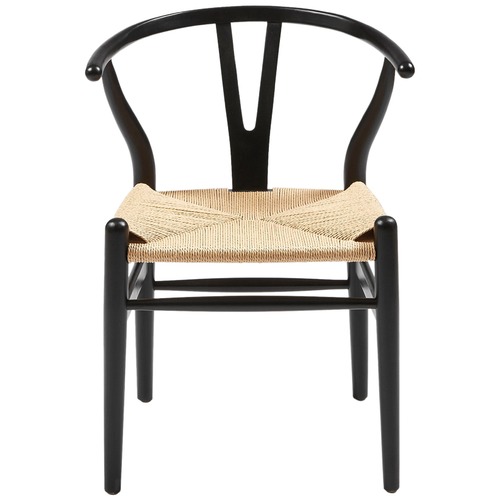 New Wishbone Chair Black And Natural for Small Space