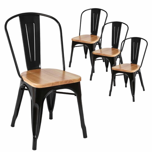 Milan Direct Tolix Replica Chair with Timber Seat