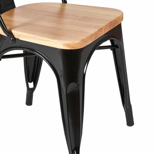 Milan Direct Tolix Replica Chair with Timber Seat