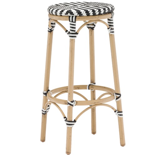 Temple & Webster Paris Wicker Cafe Bar Stool - Black & White