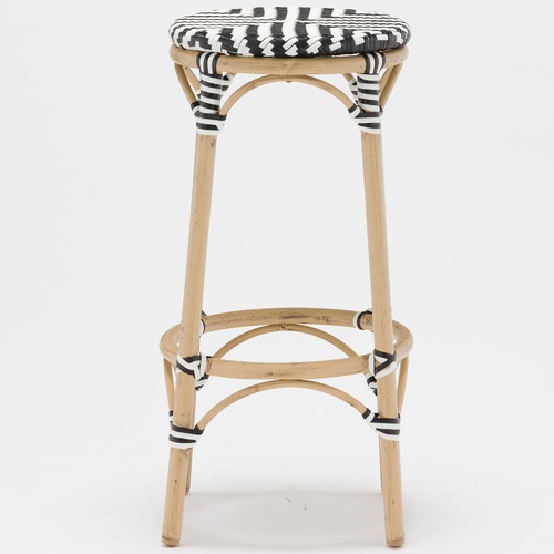 Temple & Webster Paris Wicker Cafe Bar Stool - Black & White