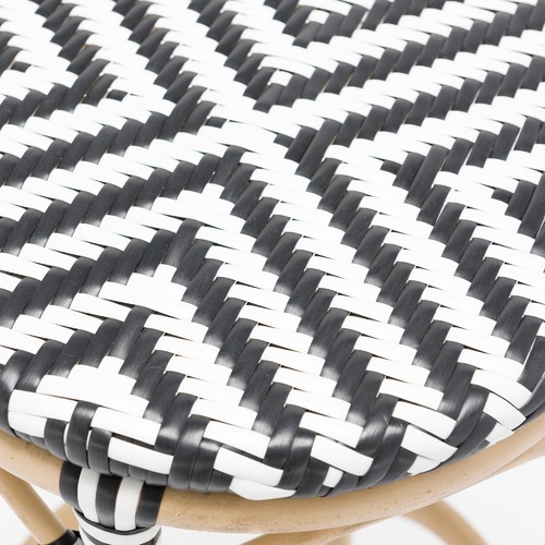Temple & Webster Paris Wicker Cafe Bar Stool - Black & White
