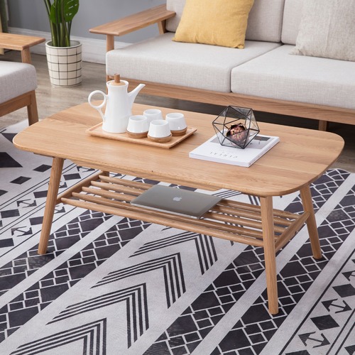 Temple & Webster Oscar Oak Coffee Table with Shelf