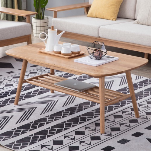 Temple & Webster Oscar Oak Coffee Table with Shelf