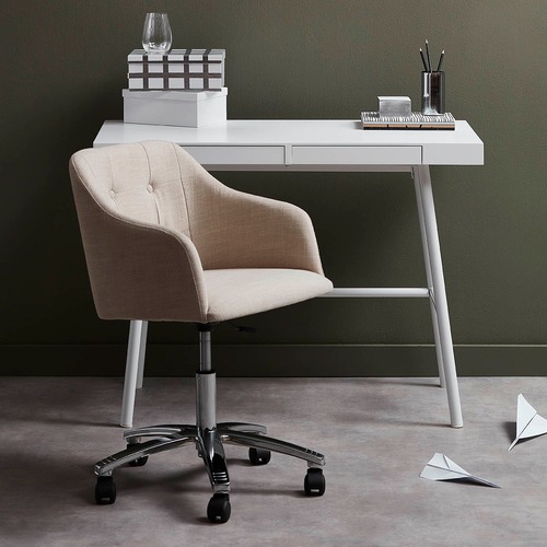 Milan Direct Keely Cream & Chrome Contemporary Home Office Chair