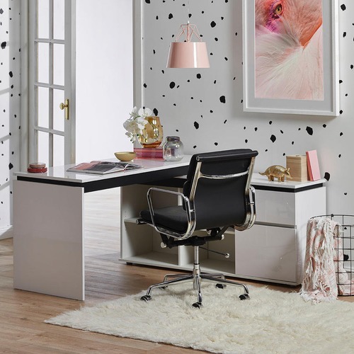 Milan Direct Eames Premium Leather Replica Soft Pad Management Office Chair