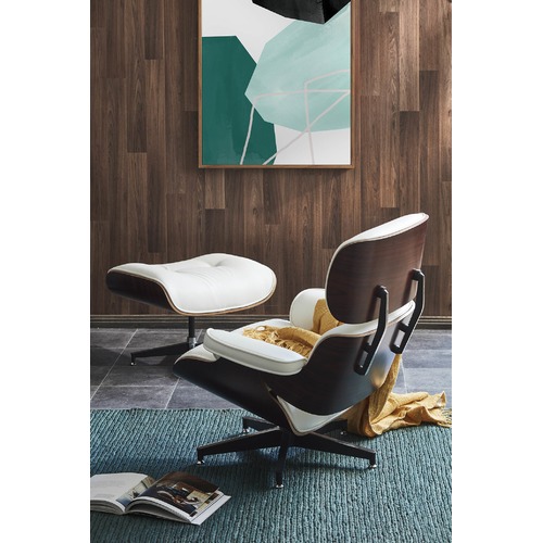 Milan Direct Eames Premium Leather Replica Lounge Chair & Ottoman