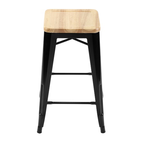 Milan Direct Tolix Replica 65cm Bar Stools with Timber Seat