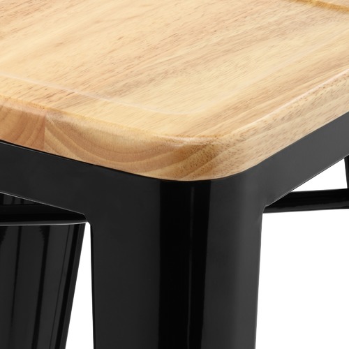 Milan Direct Tolix Replica 65cm Bar Stools with Timber Seat