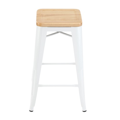 Milan Direct Tolix Replica 65cm Bar Stools with Timber Seat