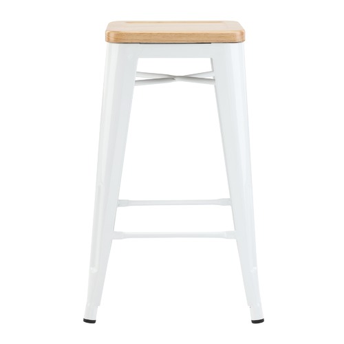 Milan Direct Tolix Replica 65cm Bar Stools with Timber Seat