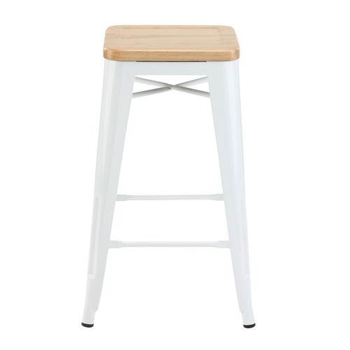 Milan Direct Tolix Replica 65cm Bar Stools with Timber Seat