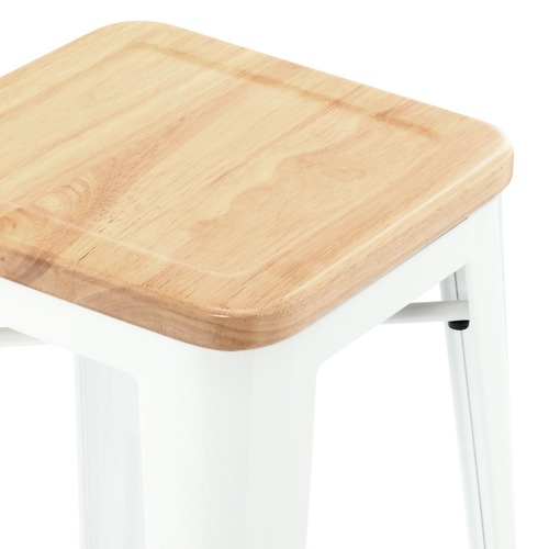 Milan Direct Tolix Replica 65cm Bar Stools with Timber Seat