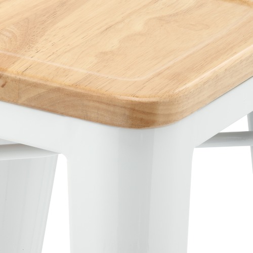 Milan Direct Tolix Replica 65cm Bar Stools with Timber Seat