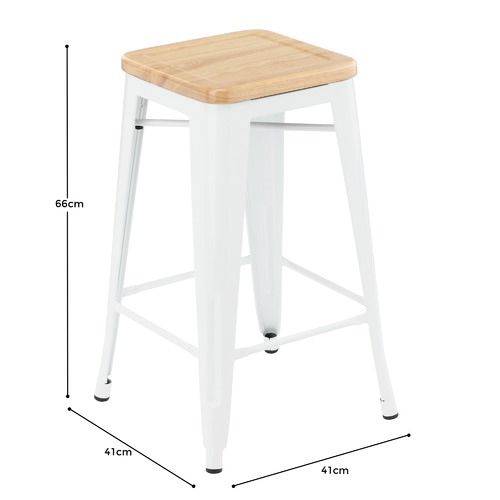 Milan Direct Tolix Replica 65cm Bar Stools with Timber Seat