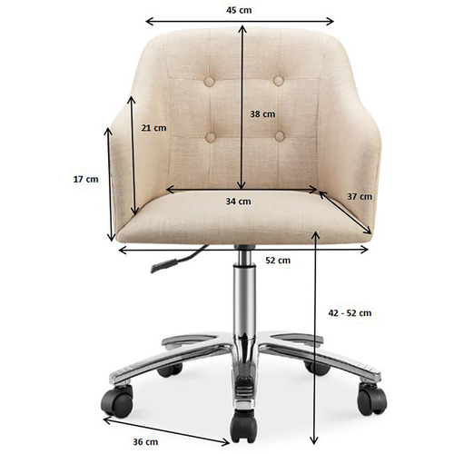 Milan Direct Keely Cream & Chrome Contemporary Home Office Chair
