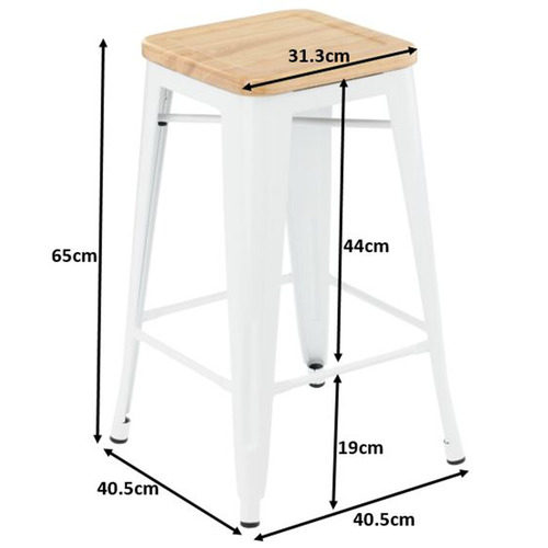 Milan Direct Tolix Replica 65cm Bar Stools with Timber Seat