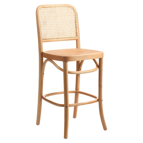 65cm Hoffmann Replica Beech Wood & Rattan Counter Barstool