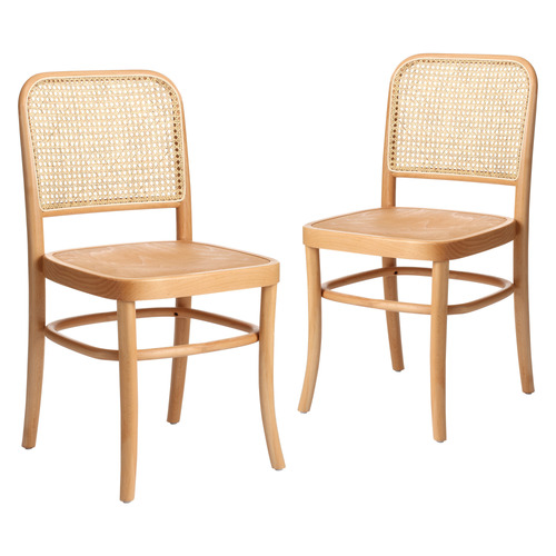Hoffmann-Replica-Beech-Wood-and-Rattan-Dining-Side-Chairs