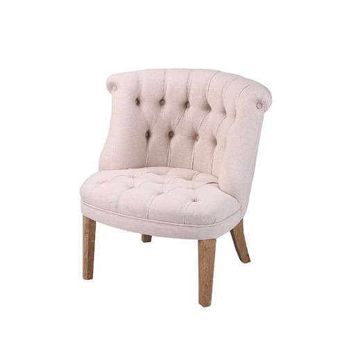 French Country Tufted Linen Tub Chair Temple Webster
