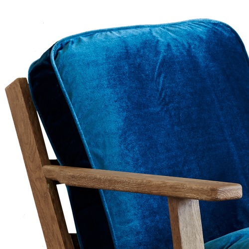 Naturally Provinicial Coila Solid Oak & Velvet Leisure Armchair ...