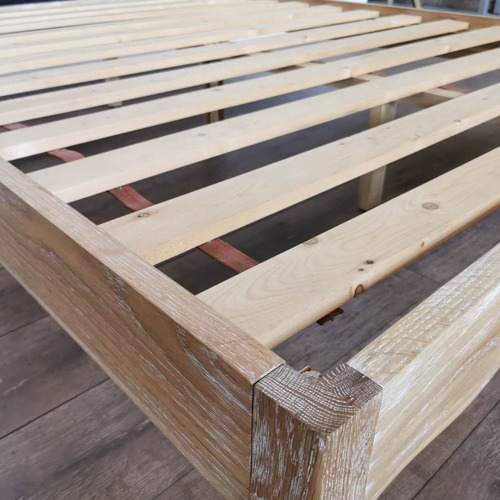 Linen & Oak Button Tufted Bed