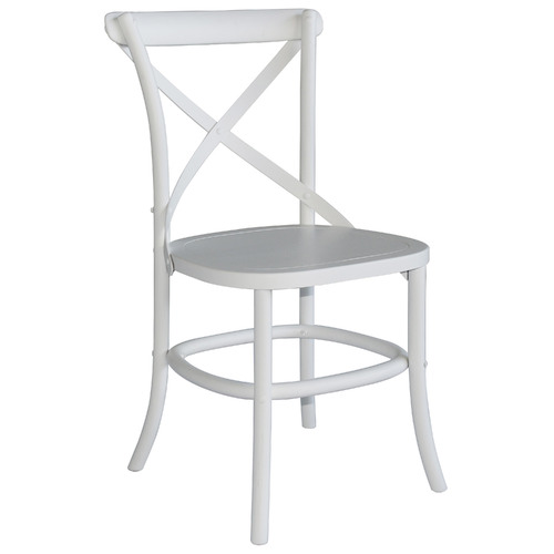 White Zola Cross Back Oak Wood Dining Chairs