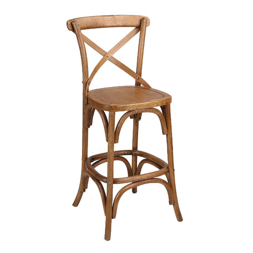 Naturally Provinicial 67cm Donald Oak Cross Back Barstool Reviews Temple Webster