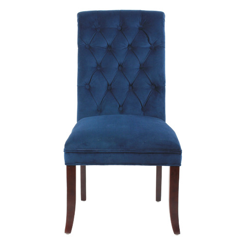 Naturally Provinicial Blue Button Tufted Erich Velvet Dining Chairs