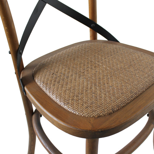 Sanders Cross Back Oak Wood & Rattan Barstool