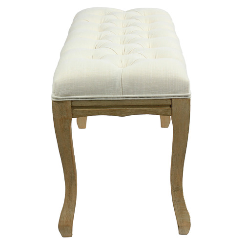 Johanna Button Tufted Rubber Wood Ottoman Bench