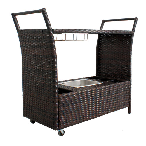 Naturally Provinicial Cairns PE Wicker Bar Cart Temple & ster