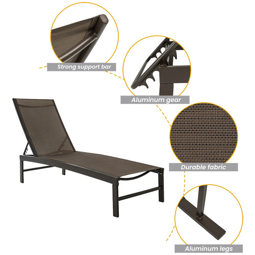 Casella Aluminium & Textilene Adjustable Sun Lounges