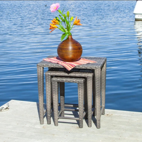 3 Piece Grey Harriot Nesting Outdoor Side Tables