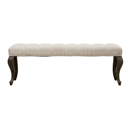 Hannah Button Tufted Oak Wood Ottoman Bench