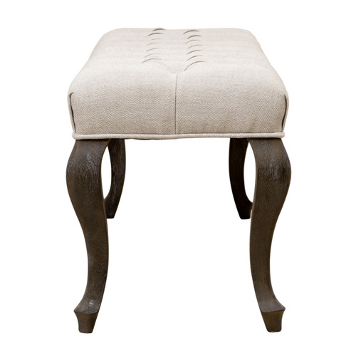 Hannah Button Tufted Oak Wood Ottoman Bench