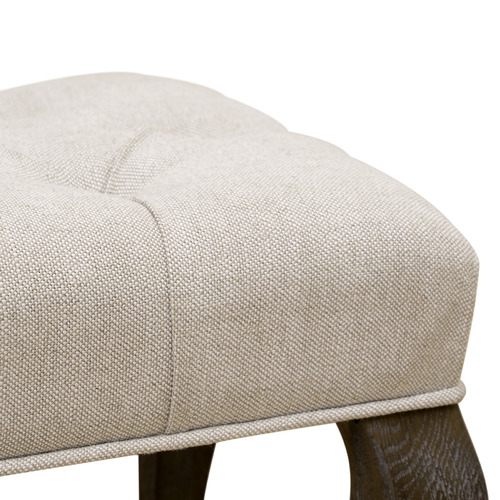 Hannah Button Tufted Oak Wood Ottoman Bench