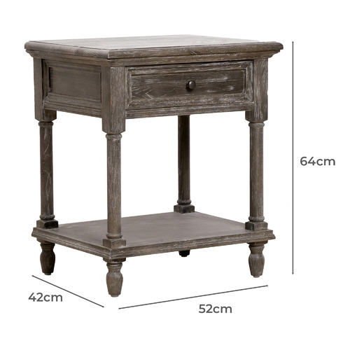 Dewey Oak Wood Bedside Table